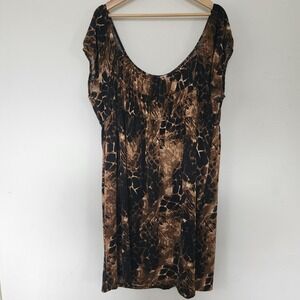 Y2k Ilu Ilu Short Sleeve Animal Print Stretchy Dress 2X Dress